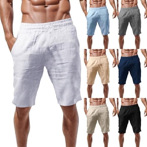 NNGOTD Gym Shorts for Men, Athletic Sports Quick Dry Breathable Workout Training Running Shorts with Pockets Cotton Trouser Slacks Casual Non Pleated Draw Cord Workwear Bottoms Loungewear （Grey,M） — view 4
