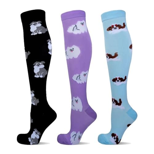 LEOSTEP 3 Pairs Compression Socks for Women & Men, 15-25mmHg Support
