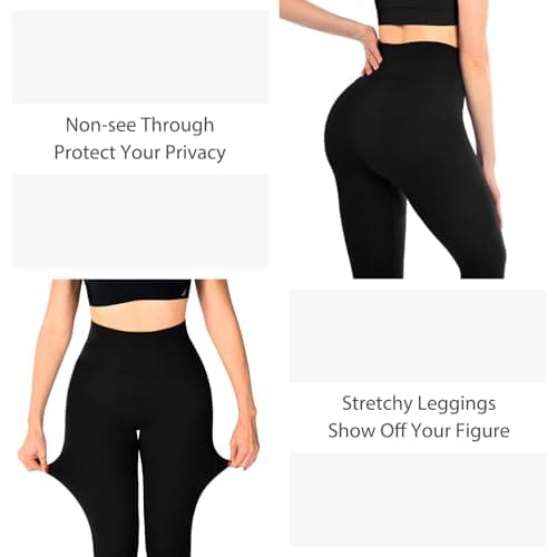 SINOPHANT Women's High Waist Leggings, 3 Packs, Black, LXL — view 4