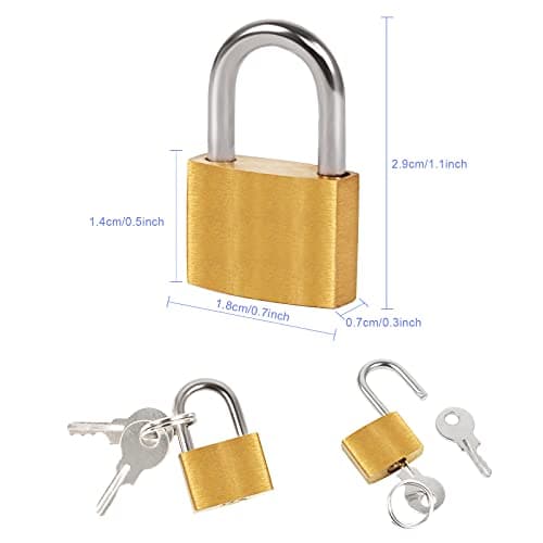 8Pcs Small Padlock with Keys Luggage Padlock Brass Small Suitcase Lock for Luggage Travel Bags Backpack Computer Bag — view 5