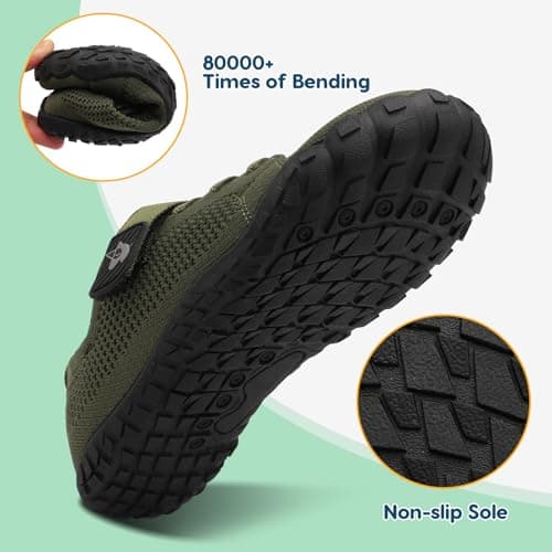 JOINFREE Kids Wide Sneakers Hiking Shoes Girls Boys Breathable Walking Shoe Toddlers Tennis Sneaker ArmyGreen UK Child 10 Child — view 6