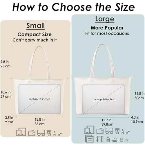 KALIDI Tote Bag Handbags for Women Large with Zip PU Leather School,Work — view 3