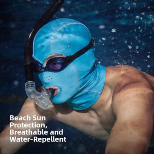 QuivyLivy Sunscreen Hood for Swimming, UPF50+ Diving Face Mask with Ergonomic Design, Seamless Water Sports Headgear for Men Women, Beach Surf Snorkel(blue) — view 2