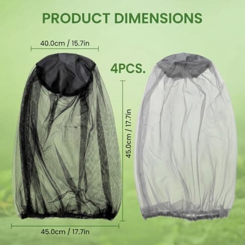 4Pcs Midge Net, Mosquito Head Net Set with Fine Mesh Design for Outdoor Activities, Nylon Mosquito Head Protecting Net for Outdoor Hiking Camping Climbing Fishing — view 2