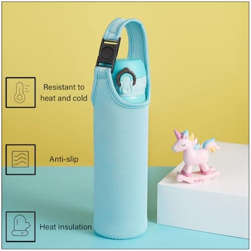 Blue Water Bottle Sleeve Neoprene Pouch for Outdoor Hiking Travel, 550ml — view 4