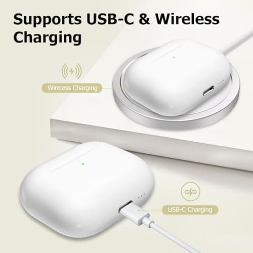 Wireless Charging Case Replacement Compatible with AirPods 4 Generation, 500 mAh Airpods Charging Case Replacement with Bluetooth Pairing Sync Button, Wireless & USB-C Fast Charging — view 2