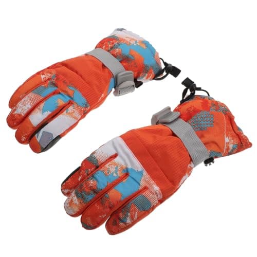 SEWACC Wind Proof Ski Gloves for Winter, Orange Polyester Cotton Warmth