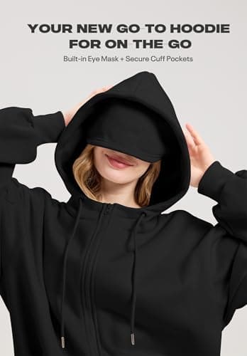Eocicvvi Zip Up Hoodie with Eye Mask Comfy Outfits Airplane Mode Sweatshirt — view 4