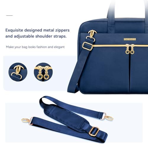 Ferkurn Laptop Bag Case for Women Men Briefcase Messenger Computer Bag with Shoulder Compatible with Macbook Pro/Air, HP Pavilion, XPS, Ideapad, ASUS, Acer, Samsung, Blue, 15 15.6 16 Inch — view 5