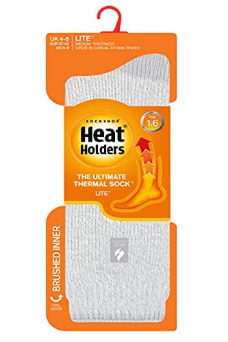 HEAT HOLDERS SOCKSHOP Ladies 1.6 TOG Lite Patterned and Striped Socks Pack of 1 (4-8, Venice Heel & Toe Silver Grey) — view 3