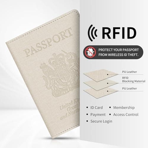 Cinocratic RFID Blocking Passport Holder Cover & Travel Wallet - PU Leather Organiser for Credit Cards, Boarding Pass and ID Cards | Travel Accessories for Men&Women (White) — view 3