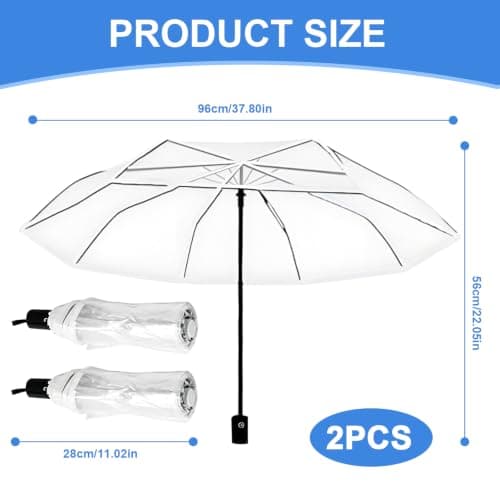 NKFBEV Clear Umbrella, 8 Ribs Rainproof and Folding Transparent Umbrella — view 2