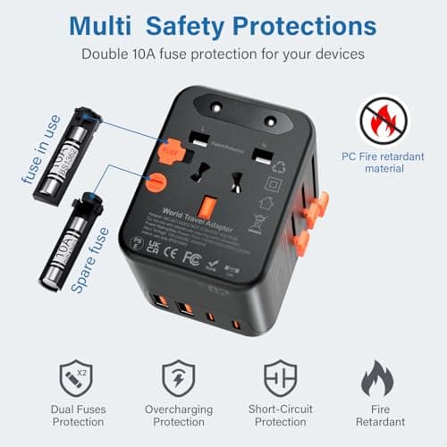 POWOMAO Universal Travel Adapter Worldwide with 2 USB C and 2 USB A Ports — view 4