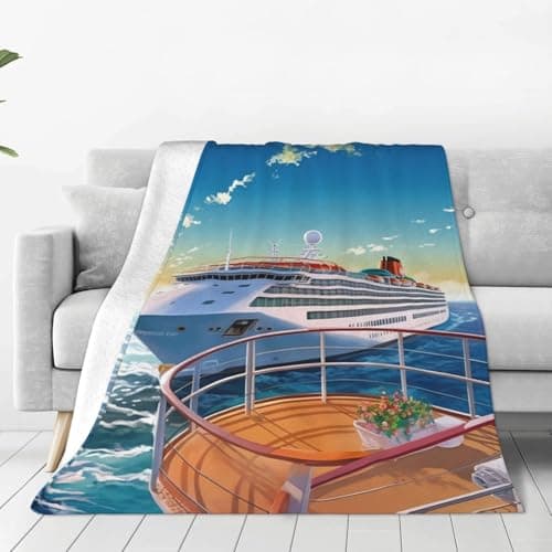 Fleece Blanket Summer Sea Cruise Throw Blankets for Couch & Bed 40"x30",Luxury Plush Cozy Flannel Blanket,Ultra-Soft Warm Lightweight Throw Blanket for All-Season Travel Camping