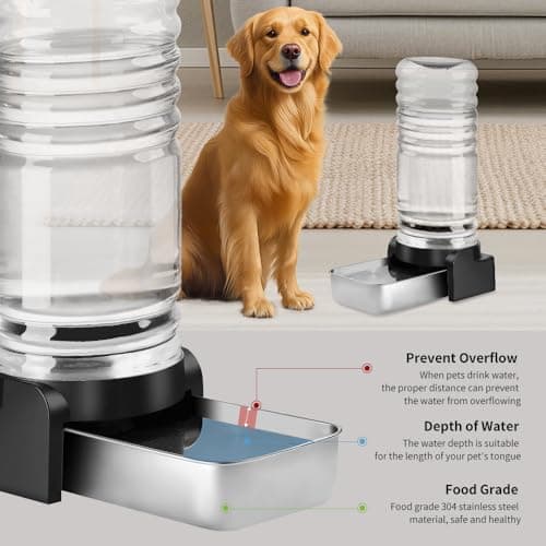 Marchul 8.6L Water Dispenser for Dogs and Cats, Automatic Dog Water Dispenser with Stainless Steel Water Bowl and 3 Filters, Large Capacity Gravity Dog Water Bottle for Medium and Large-Sized Pets — view 3