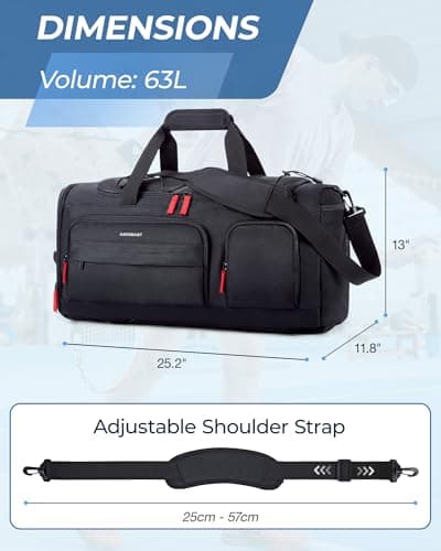 bagsmart Large Gym Bag for Women & Men, 63L Sports Duffel Bag for Travel — view 4