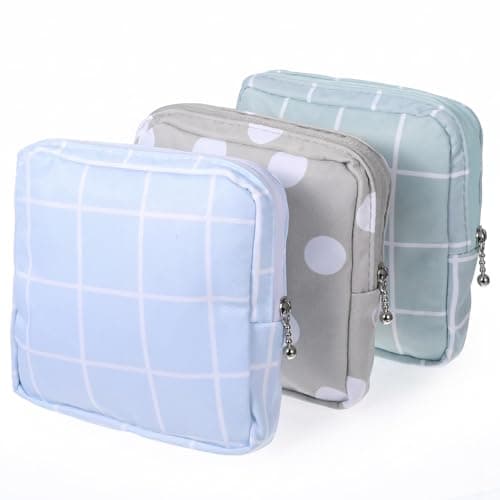 3 PCS Portable Period Bag with Zipper, 3 Styles Period Pouch