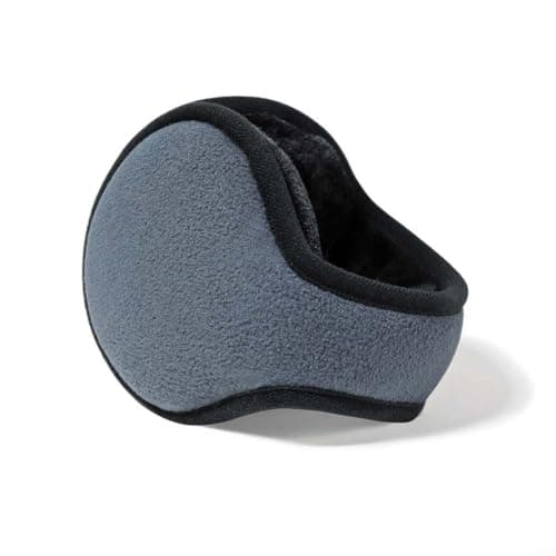 Risveglio -for Soft Foldable Earmuffs Women, Plush Faux Ear Warmers with Behind-Head Style, Cozy Winter Accessories Travel, for Compact Storage, Black and Light Gray(Black) — view 3