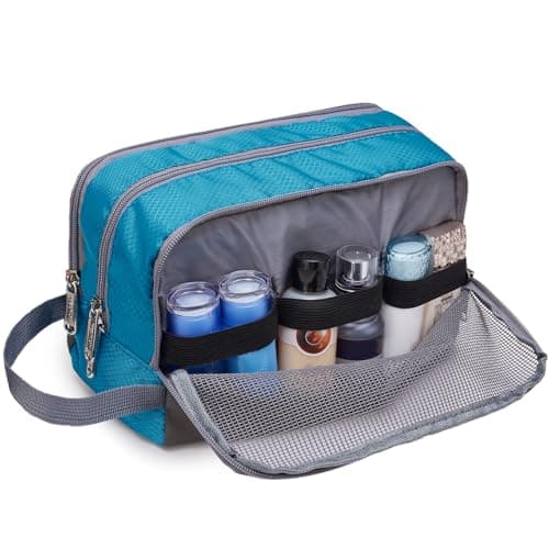 WANDF Toiletry Bag Water-Resistant Nylon Travel Wash Bag Lightweight Dopp Kit for Men and Women (A-Sky Blue) — view 4