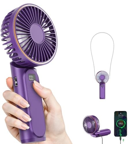 TUNISE Portable Handheld Fan, Portable Fan Rechargeable, 4000mAh, 180° Adjustable, 6 Speed Wind, Display Electricity in Real Time, USB Rechargeable Foldable Fan