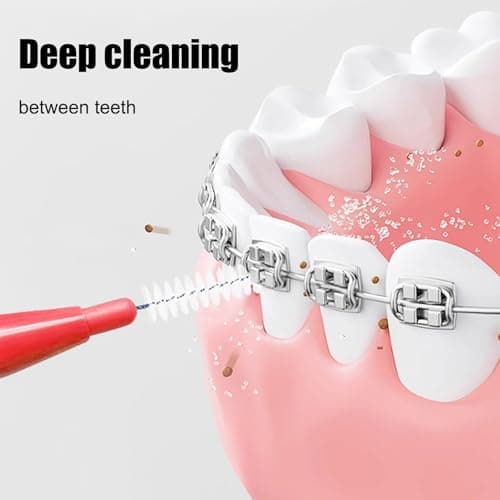 Interdental Brushes for Teeth and Gums, Ultra-Fine 0.5mm Floss Brushes, Home and Travel Oral Care Set (Red-50Pcs) — view 4