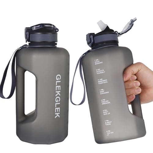 GLEKGLEK 2.2 Litre Water Bottles Motivational with Straw, Leakproof, Grey — view 2