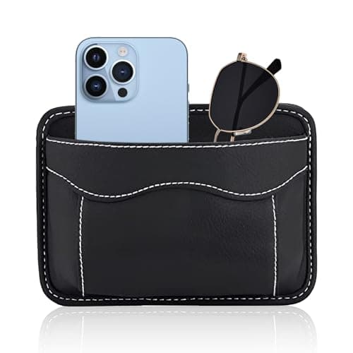 Wisebom Luxury Car Seat Organizer, Black PU Leather Storage Pocket, Multifunctional Car Storage Pocket Pouch for Mobile Phone Pen Key Coin Card