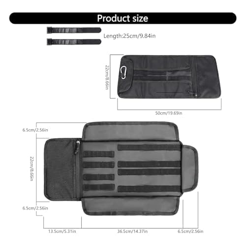 Fabric Motorcycle Tool Bag with Organized Compartments, Foldable Storage Organizer for Road Trips, Portable Tool Roll for Motorcycle Enthusiasts, Compact Travel Gear Accessories for Outdoor Adventures — view 5