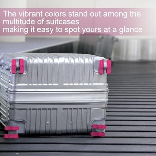 IRAINSUN (8 Pack Silicone Luggage Wheel Covers for 8-Spinner Wheel Suitcases, Mute & Shock Absorption Protector, Wear-Resistant & Noise-Reducing, Perfect for Travel (Luminous Pink) — view 5
