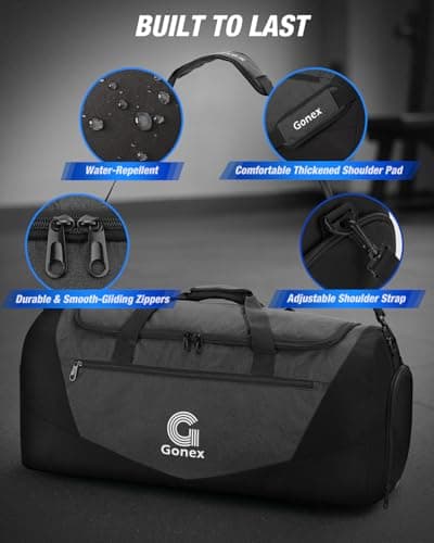 Gonex 60L Gym Duffel Bag with Shoe Compartment, Large Capacity — view 4