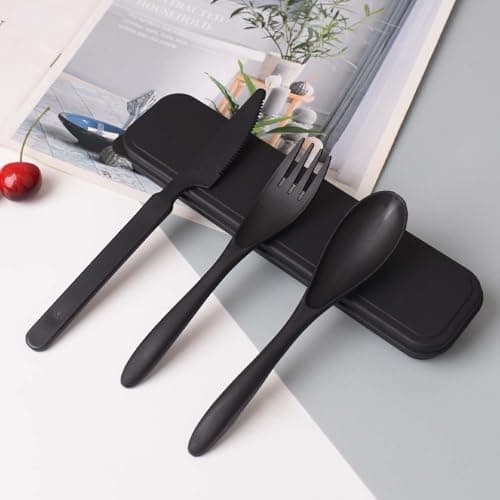 Travel Utensil Set with Case, Plastic Cutlery Sets — view 3