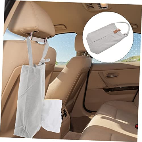 Cabilock Car Tissue Bag Wall Hanging Tissue Holder Gray Canvas Backseat Organizer for Cars and Travel — view 6