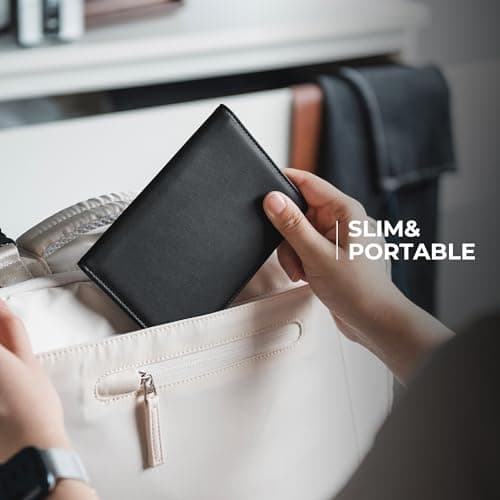 VULKIT Passport Holder Travel Wallet with AirTag Holder, RFID Blocking Leather Travel Document Orangizer with Passport Slot, Business & Credit Card Slots, Boarding Pass Pocket — view 6