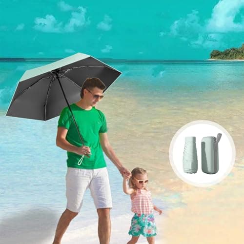 Sykerout Compact Travel Umbrella - Lightweight, Windproof, UV Protection, with Capsule Case, Perfect for Women's Handbags (Mint Green) — view 4
