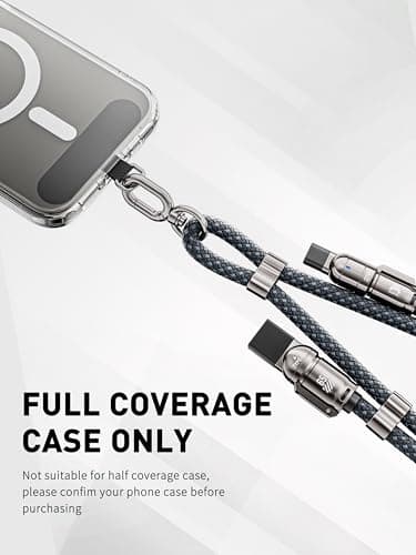 Mobitel Phone Lanyard Charging Cable 65W 4-in-1 USB C Fast Charging Cable Crossbody Anti-Theft Phone Lanyard USB-A USB-C to USB-C & iPhone Cable 1.2m Charging Strap for iPhone Samsung Google Pixel — view 4