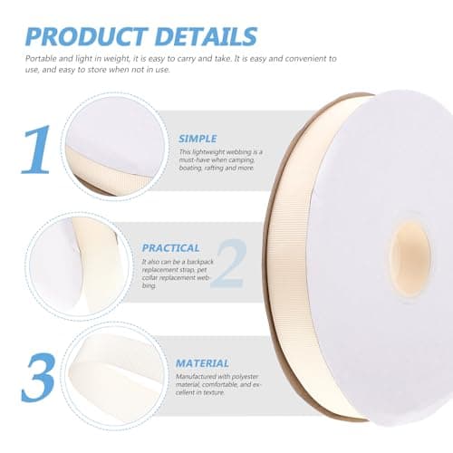 FRCOLOR Beige Polyester Webbing Ribbon for Crafts and Upholstery, Lightweight DIY Patio Furniture Repair Kit Ribbon for Repair or Replace Straps, Not Easy to Fade, Elegant Rustic Style — view 3