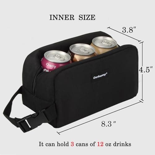 Cerbonny Small Cool Bag, Small Lunch Bag Built-in Ice Packs, Black — view 3