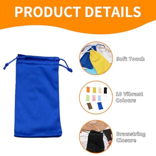 Shatore 10-Pack Microfiber Glasses Pouches, 18x9.5cm Soft Sunglasses Storage Bags, Portable Eyewear Cases for Travel and Daily Use — view 3