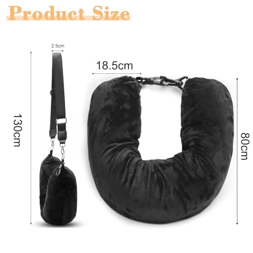 Stuffable Neck Pillow for Travel, 80 * 18.5cm Stuffable Travel Pillow with Adjustable Straps, Travel Pillow Stuffable with Clothes, Neck Pillow Stuffable for Extra Luggage Travel Essentials(Black) — view 2