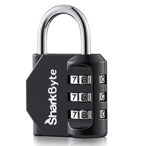 SharkByte Luggage Locks - 3-Dial Weatherproof Outdoor Security Combination Padlock, Small Travel Lock for Suitcases Luggage Case Travel Bag Gym Lockers Code Padlock (Pack of 1)