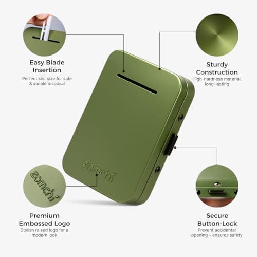 ZOMCHI Razor Blade Bank for Used Double Edge Blades, Olive Green — view 6