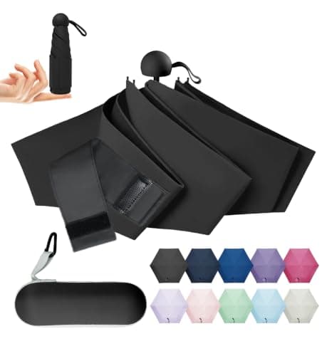 LILAC Mini Umbrella with Capsule Case, Small Compact Parasol for Handbag, UPF 100+ UV Protection Pocket Folding Umbrella, Lightweight Travel Umbrella