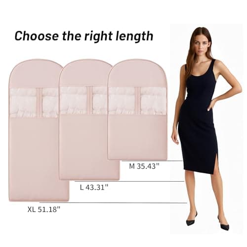 Space Saving Hanging Compression Garment Bag with Zipper for Closet Storage, Hanging Clothes Storage Bag, Garment Covers for Coats and Down Jackets,Pink, L (Pink, L) — view 2