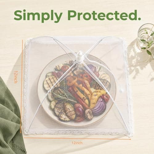 2 Pack Pop Up Mesh Food Covers, Collapsible Food Cover Dome with Plate Umbrella Fly Net, Reusable Food Tents for Outdoors, Screen Tents, Parties, Picnics & BBQs — view 4