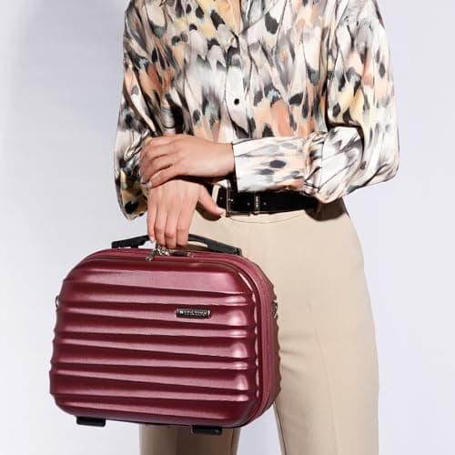WITTCHEN Cosmetic Case Travel Suitcase Carry-On Cabin Luggage Hardshell Made of ABS Combination Lock Groove Line Burgundy — view 6