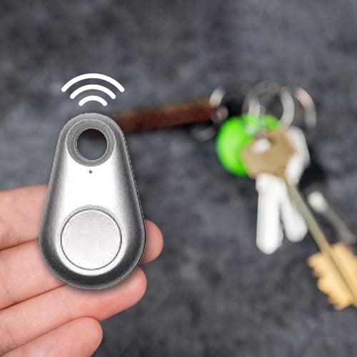 AQUARIUS Key Finder Anti-Lost Alarm with GPS Last Location Tracker, Bluetooth Mobile Phone Locator & Keyring Smart Tag for Wallet, Bags & Luggage, 2-Way Search & Selfie Remote - Silver — view 2