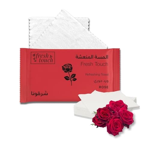 TB1 Products Luxury Towel Wipes 6 Pack – Rose Scent – Large 25x25cm Disposable Towels – Individually Wrapped Soft Napkins for Face, Hands & Body – Hot or Cold Use for Travel & Events