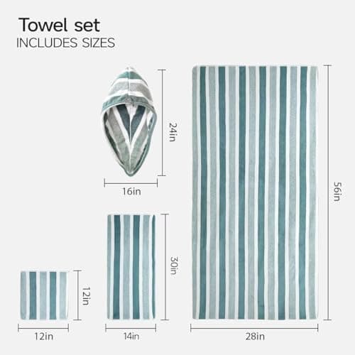 GNKBTOF Microfiber Bath Towels, 8 Pack Lightweight, Absorbent, Super Fluffy and Fast Drying Towel for Travel, Vacation, Fitness and Yoga （green） — view 2