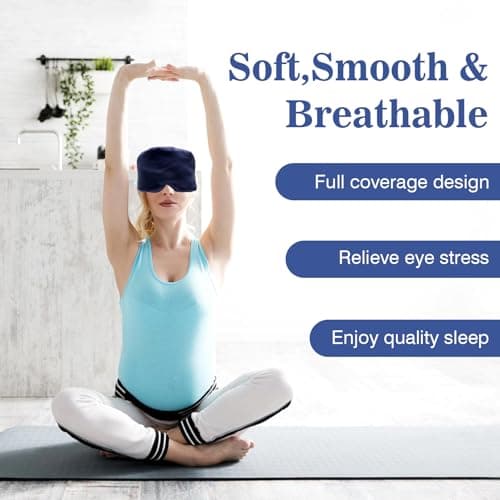 Sleep Mask, VEGCOO Silk Sleeping Mask 100% Blackout Eye Mask for Sleeping Soft & Comfortable Sleep Eye Mask with Earplugs & Storage Bag, Adjustable Blindfold for Women Men All Night Sleep (Navy) — view 5