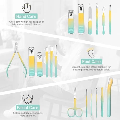 UNUSVERUM Manicure Set 18PCS Professional Nail Care Kit, Stainless Steel Pedicure Care Tools with Travel Case, Nail Clipper Set Gift for Women Wife Parents — view 2